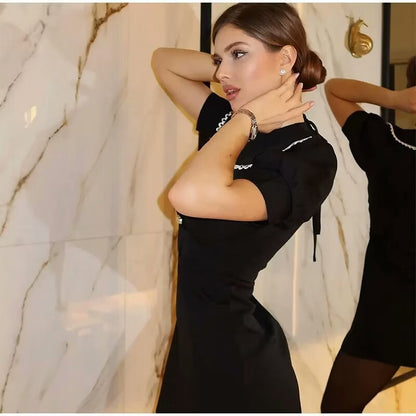 Evie A-Line Dress with Spliced Collar