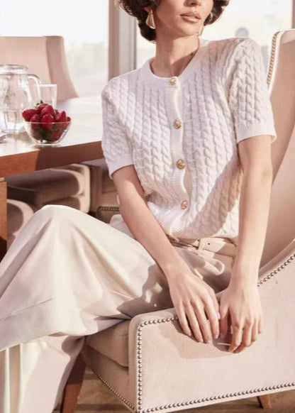 Amira - Cable Knit Button Cardigan