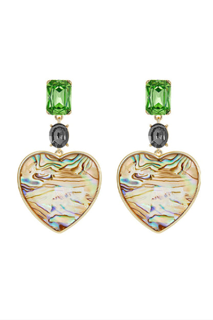 Heart Pendant Earrings with Oil Printing