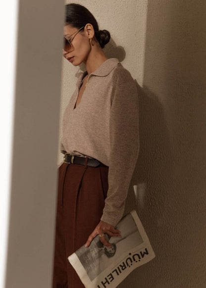 Adele - Soft Knit Polo Sweater