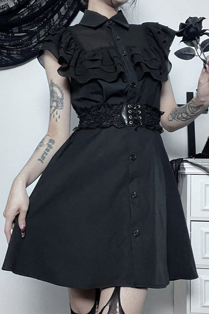 Ruffle Waist Gothic Dress
