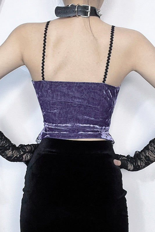 Lace Rose Detail Purple Corset