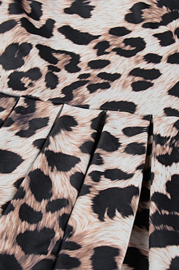 Leopard Print Strapless Long Sleeve Mini Dress