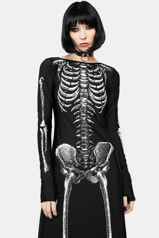 Halloween Skull Print Sexy Bodycon Maxi Dress