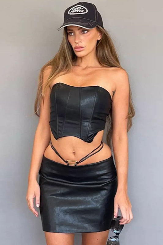 Sexy Halter Top High-Waisted Skirt Two Pieces Set
