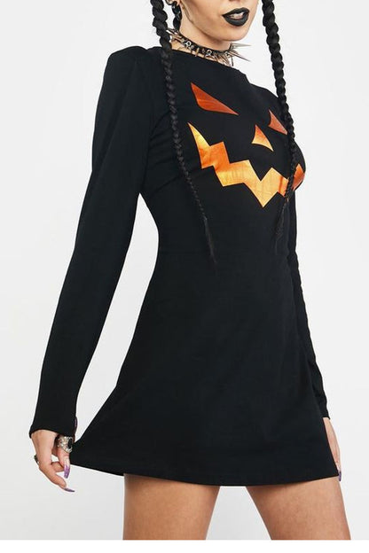 Dark Style Skull Graphic Mini Dress