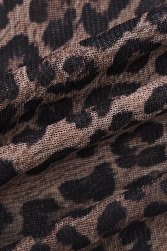 Leopard Mesh Cami Bodycon Jumpsuit Maxi Dress