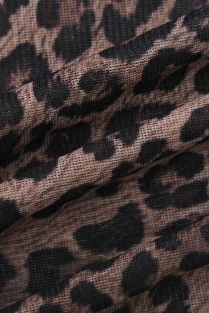 Leopard Mesh Cami Bodycon Jumpsuit Maxi Dress