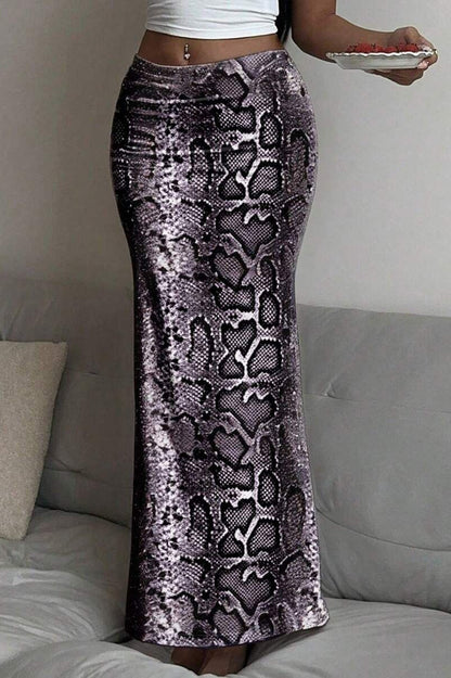 Fashion Low Rise Printed Maxi Skirt