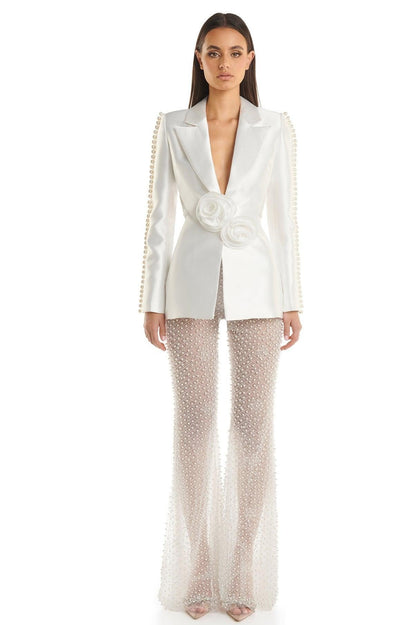 Pantalones de malla con lentejuelas y cuentas 