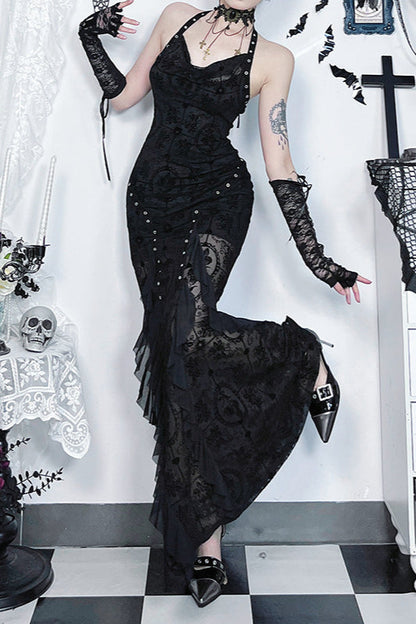 Dark Velvet Drape Gothic Dress