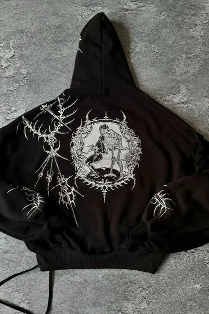 Retro Personalized Print Oversized Hoodie