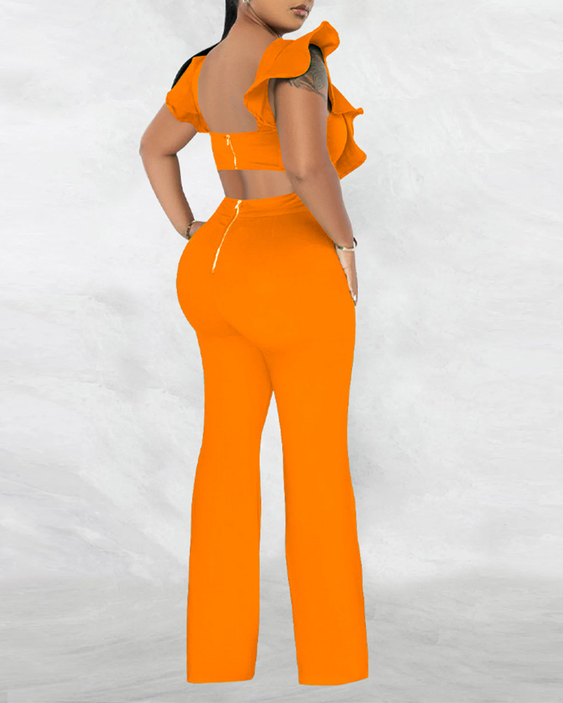 Ruffled Round Neck Jumpsuit