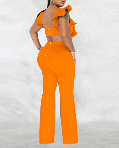 Ruffled Round Neck Jumpsuit