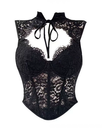 Fishbone Lace Halter Top