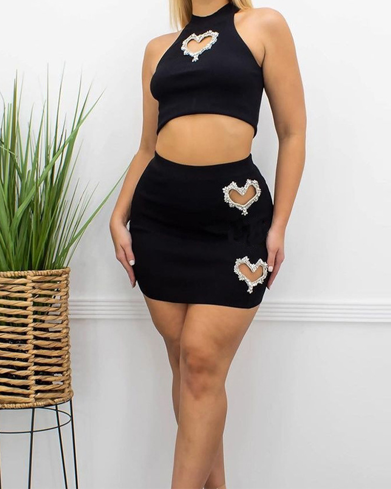 Cut-Out Vest Skirt Set