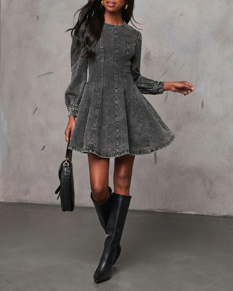 Patchwork Waist Denim Dress