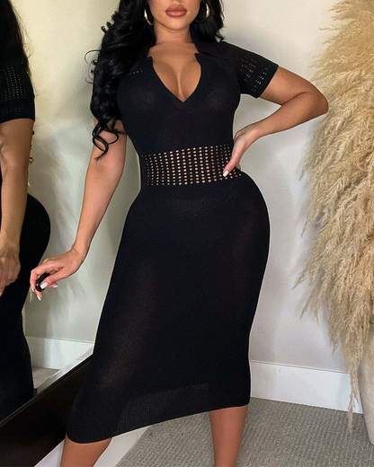 Knitted Hollow Slim Dress