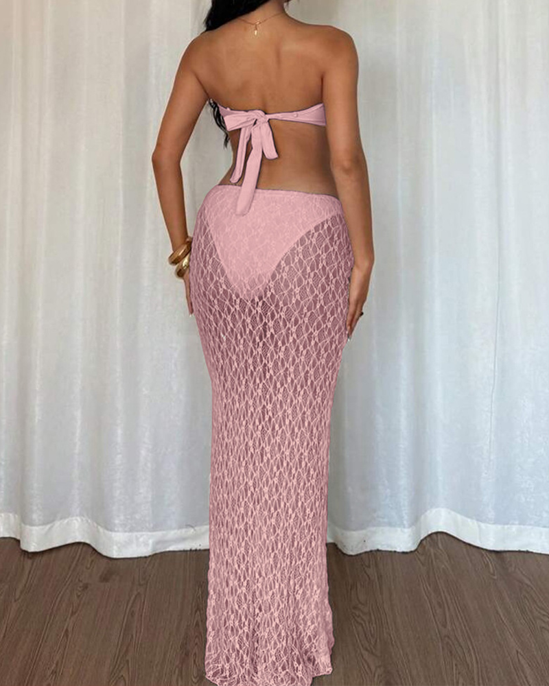 Bandeau Lace Skirt Set