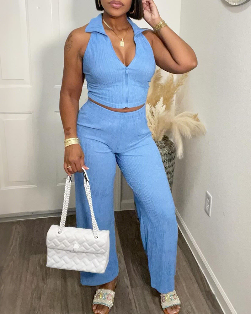 Pleated Casual Pants Set