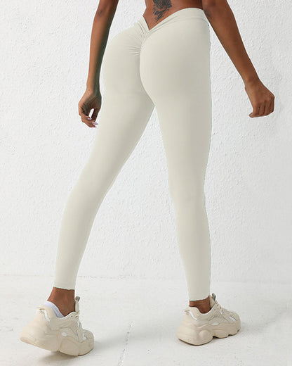V-Waist Butt Lifting Peach Leggings High Waist SportsYoga Pants