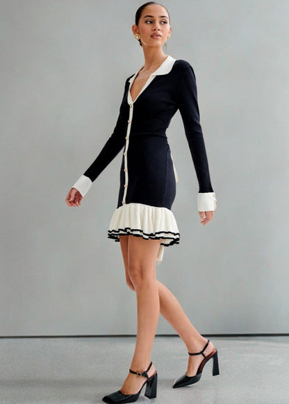 Celeste - Contrast Trim Knit Dress