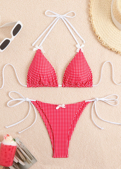 Cherry Picnic - Gingham Tie Bikini Set