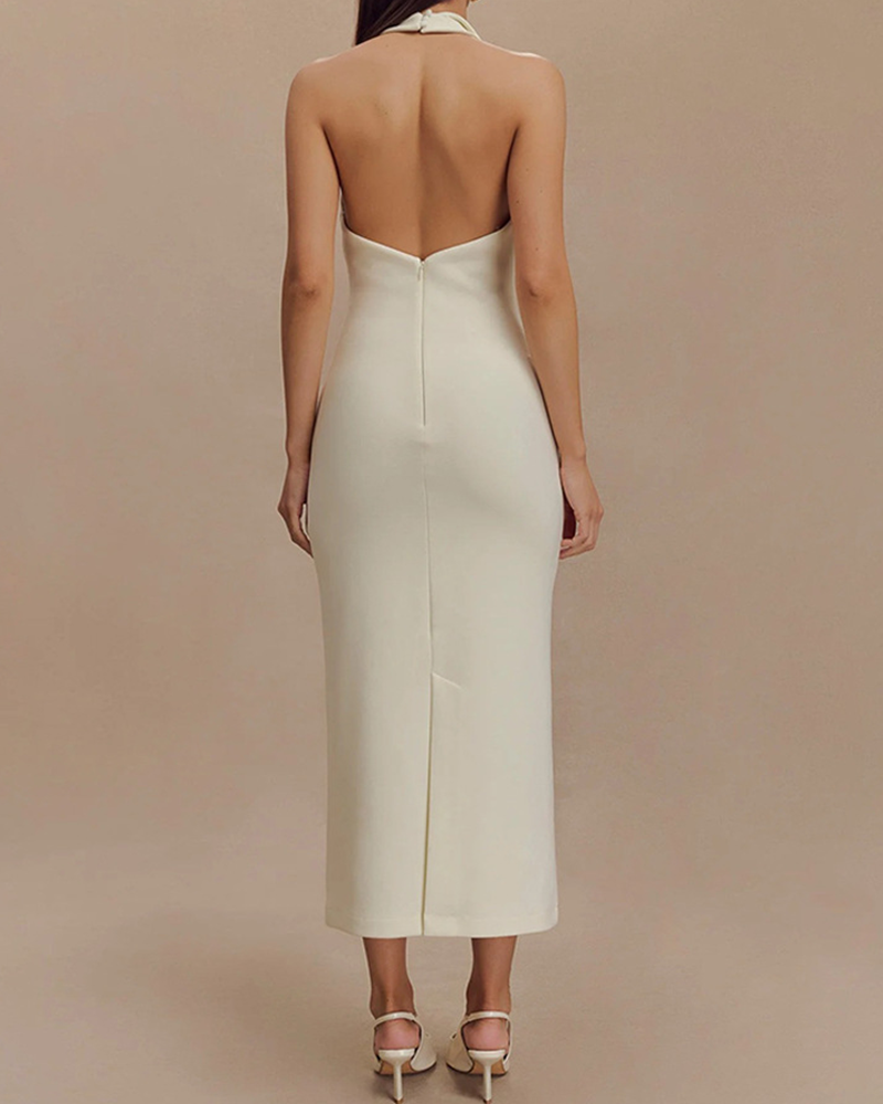 Halter Neck Lapel Hip Dress