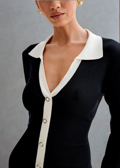 Celeste - Contrast Trim Knit Dress