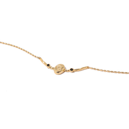 Vintage Portrait Embossed Black Zircon Necklace