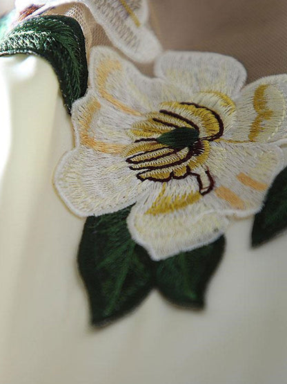 Gianna Elegant Embroidered Mesh Blouse