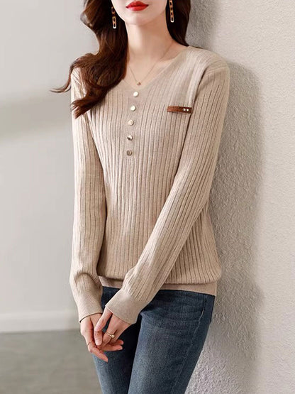 Hannah Vintage V-Neck Chain Knitted Top