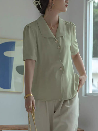 Destiny Loose V-Neck Solid Chiffon Shirt