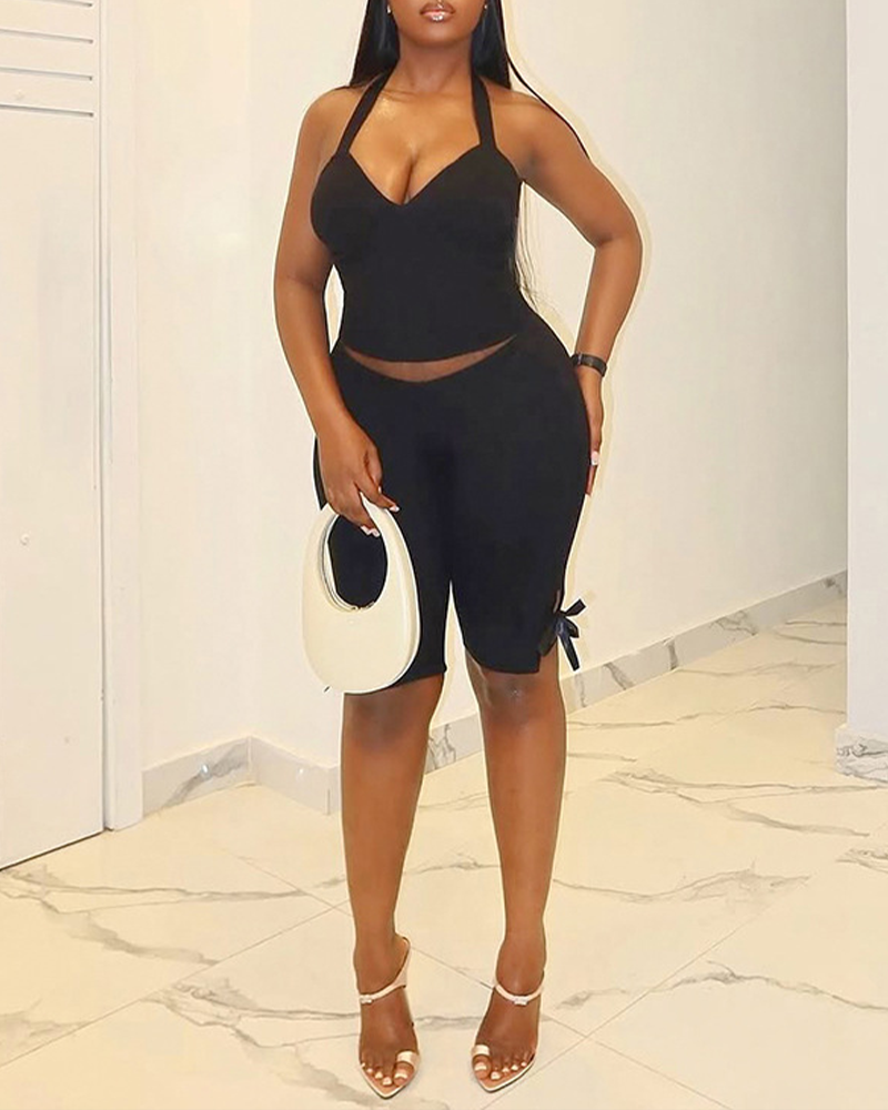 Halter Neck Halter Back Shorts Suit