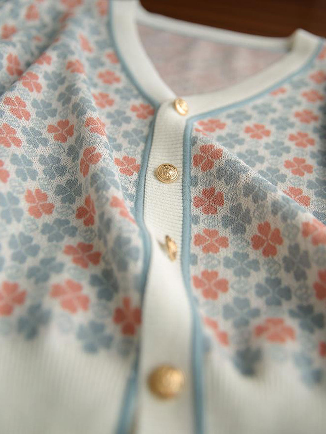 Trinity Classic V-neck Knitted Cardigan-Blue