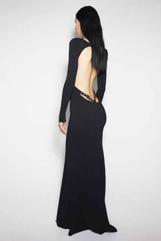 Sexy Backless Eyelet Bodycon Maxi Dress