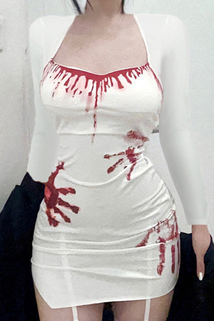 Slim Fit Halter Graphic Mini Dress