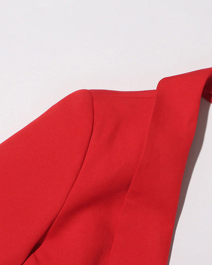 V-Neck Open Back Floral Suit Jacket