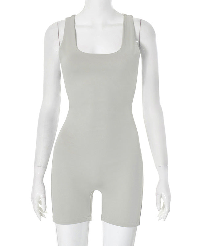 Waist Drawstring Vest Hollow Backless Jumpsuit