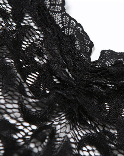 Lace Hollow See-Through Leggings Set