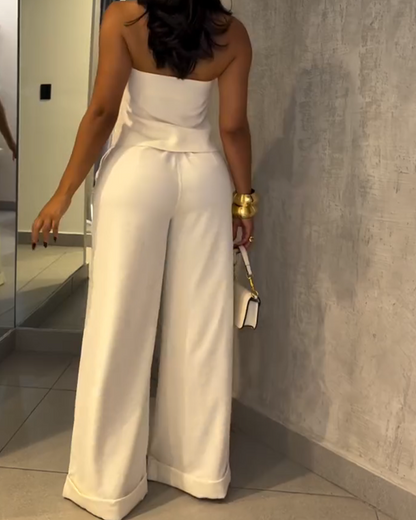 Tube Top Casual Straight Pants Set (Pre-Sale)