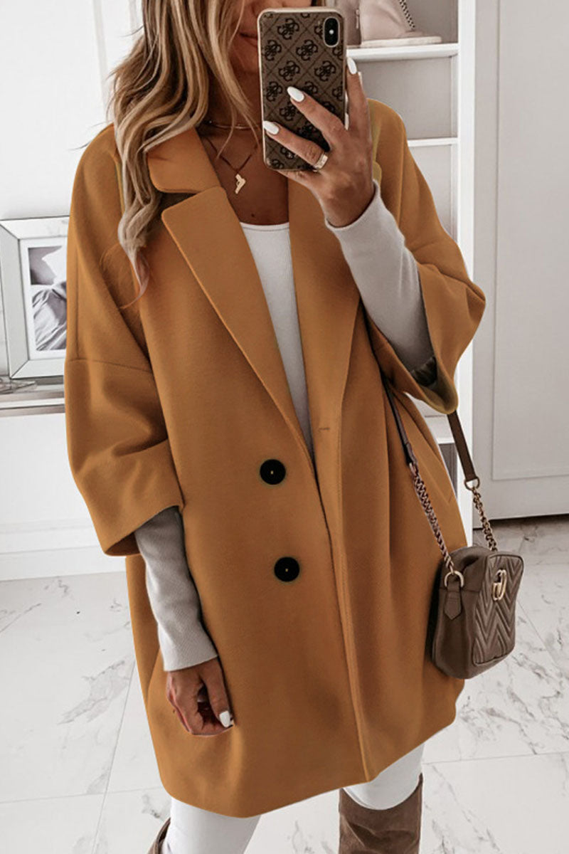 Prendas de abrigo informales de moda para adultos, con botones lisos y cuello vuelto (4 colores)