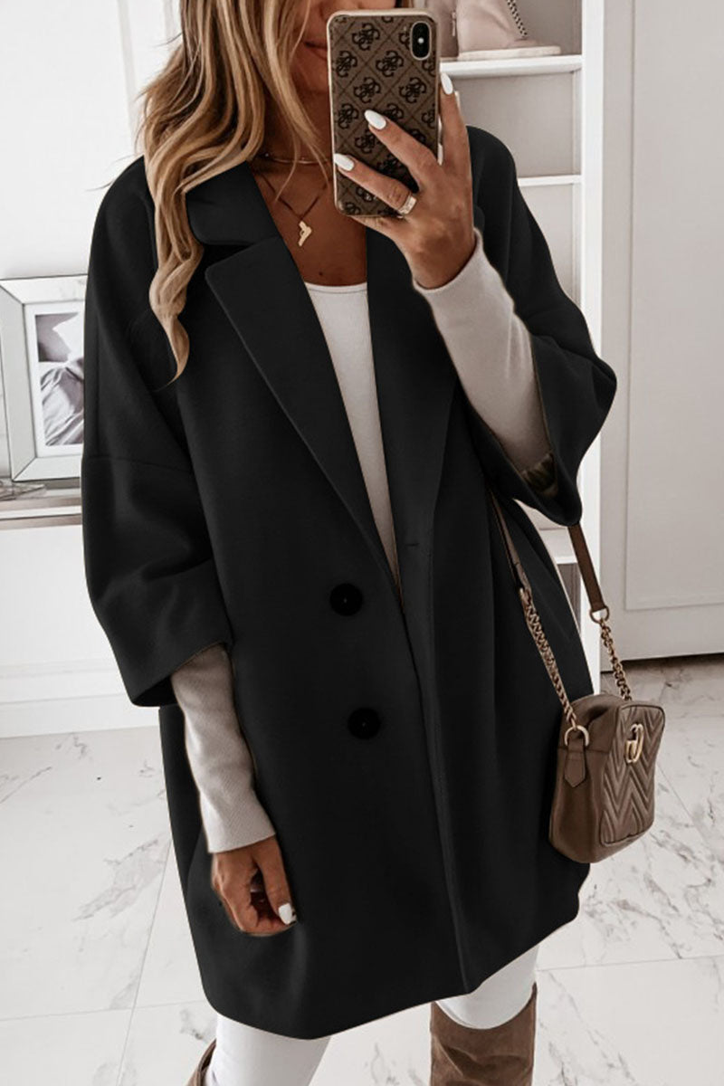 Prendas de abrigo informales de moda para adultos, con botones lisos y cuello vuelto (4 colores)