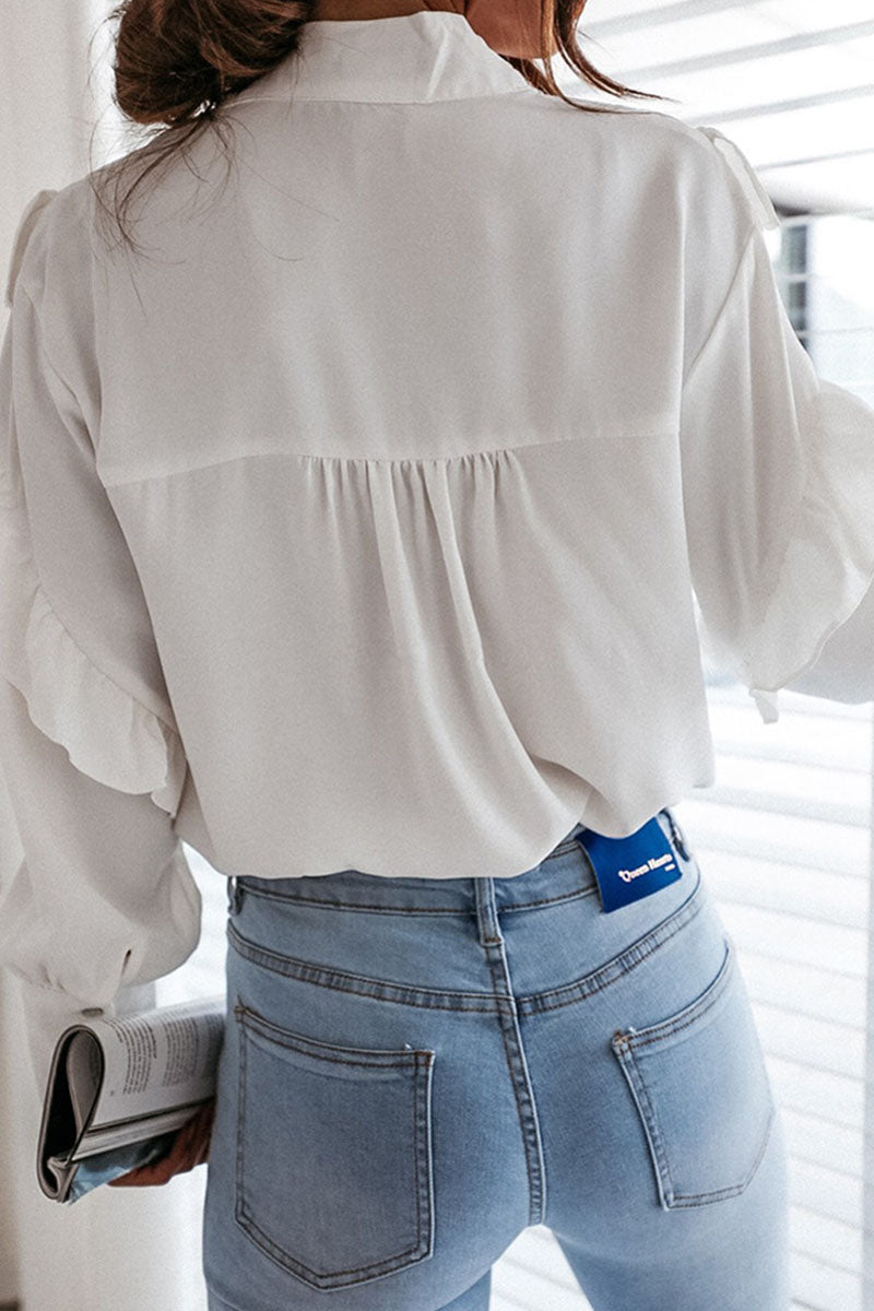 Tops de cuello vuelto con frenillo y patchwork liso de moda urbana