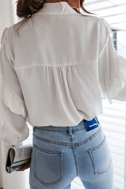 Tops de cuello vuelto con frenillo y patchwork liso de moda urbana