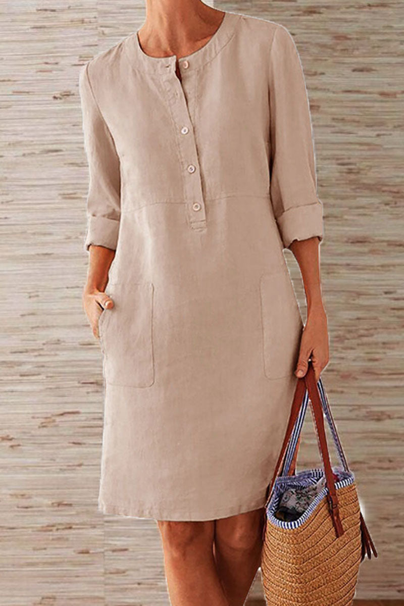 Vestidos de moda urbana, lisos, con cuello redondo y corte A (10 colores)