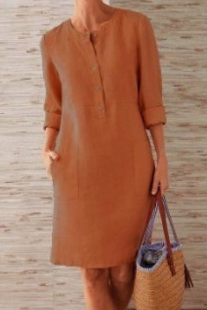 Vestidos de moda urbana, lisos, con cuello redondo y corte A (10 colores)