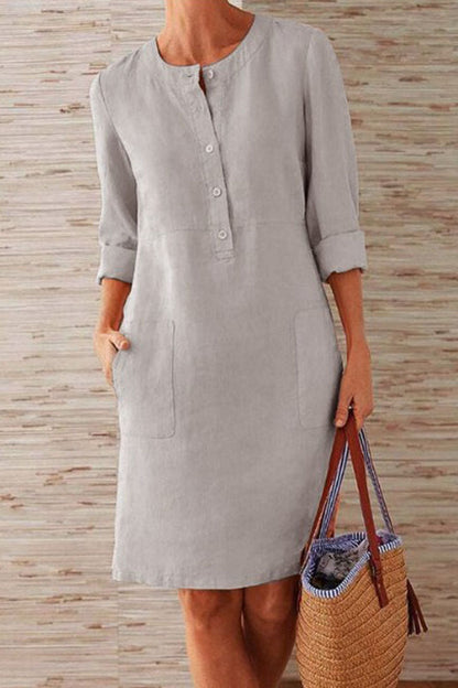 Vestidos de moda urbana, lisos, con cuello redondo y corte A (10 colores)