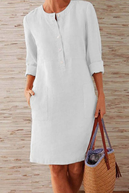 Vestidos de moda urbana, lisos, con cuello redondo y corte A (10 colores)