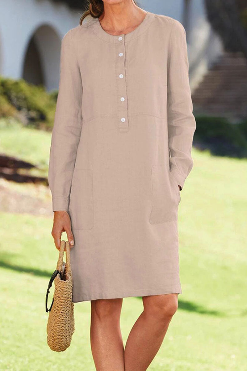 Vestidos de moda urbana, lisos, con cuello redondo y corte A (10 colores)